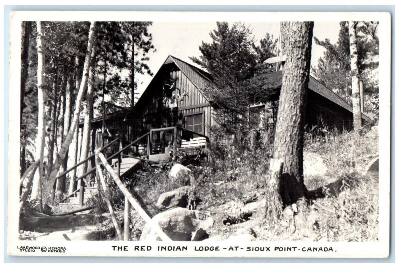 c1910's The Red Indian Lodge At Sioux Point Canada RPPC Photo Antique Postcard