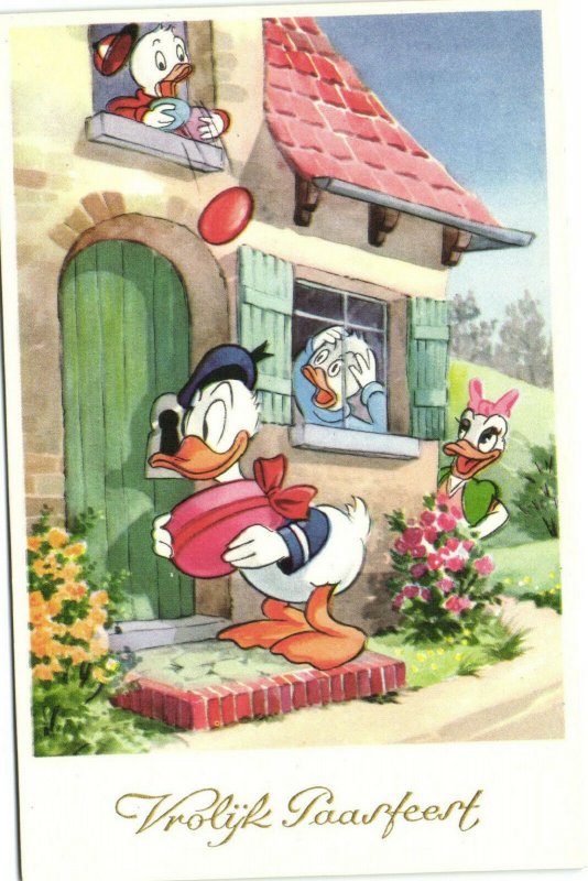 PC DISNEY, DONALD, HUEY AND DEWEY DUCKS, Vintage Postcard (b35892)