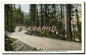 Old Postcard Figure Eight showng Three Elevations Columbia River Highway Oregon