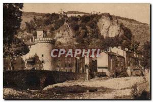 Meyruels Old Postcard Tower of & # 39horloge and the chapel of Our Lady of Bo...