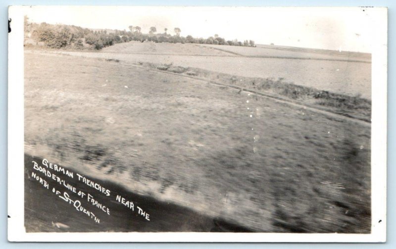 RPPC WWI German Trenches near French Border near ST. QUENTIN 1910s Postcard