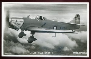 h2153 - AIR FORCE 1940s MILES MAGISTER Monoplane Trainer. Real Photo Postcard