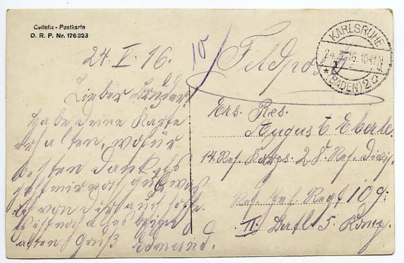German Military Soldiers 1916 Fieldpost Cancel Real Photo Postcard