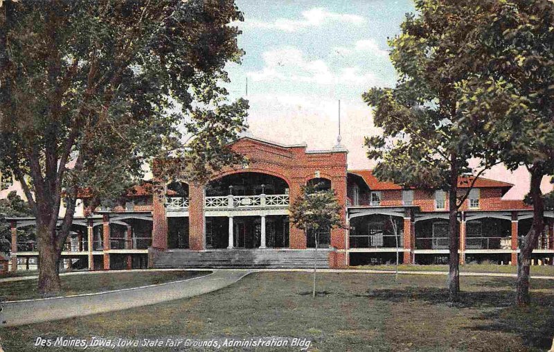Iowa State Fair Building Fair Grounds Admin Building Des Moines 1910 postcard
