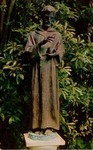 California Santa Barbara Saint Francis Bronze Statue In Cemetery Garden Of Ol...