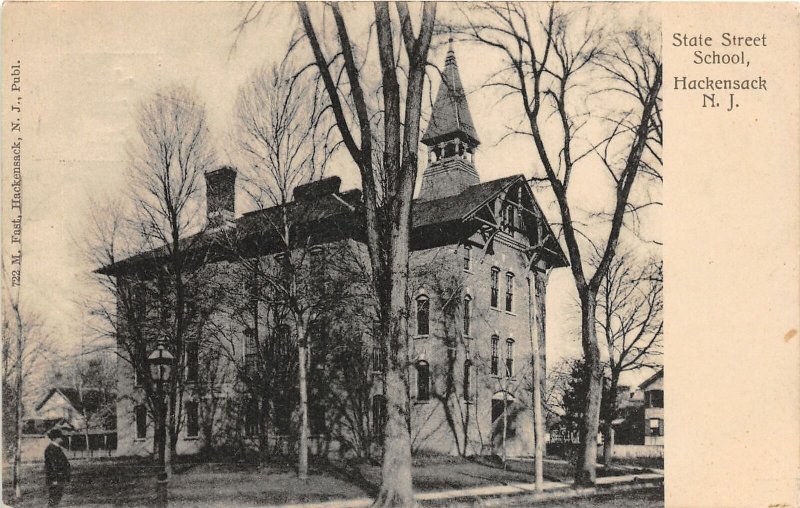 H72/ Hackensack New Jersey Postcard c1910 State Street School Building 57