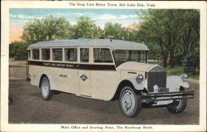 Salt Lake City Utah UT Gray Line Motor Tours Bus Vintage Postcard