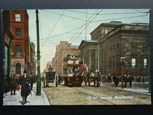 Manchester CITY ART GALLERY Animated Street Scene c1905 Postcard by Valentine