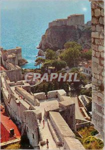 Postcard Dubrovnik Modern Western Part of the City Wall with Fort Lovrjenac i...