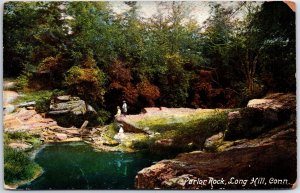 VINTAGE POSTCARD LEISURE AT PARLOR ROCK AT LONG HILL CONNECTICUT PRINTED GERMANY