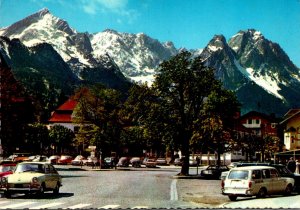 Germany Garmisch-Partenkirchen Marienplatz Mit Zugspitzgruppe 1971