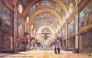 St Johns Church Interior Malta 1910s Tuck postcard