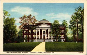 Vtg 1940's Administration Building Lynchburg College Virginia VA Linen Postcard