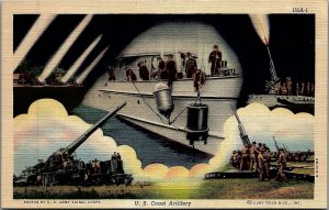 c1938 WWII US ARMY SIGNAL CORPS US COAST ARTILLERY LINEN POSTCARD 29-168