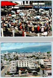 2 Postcards POINT-a-PITRE, GUADALOUPE ~ Birdseye GRAND HOTEL, MARKET  4x6