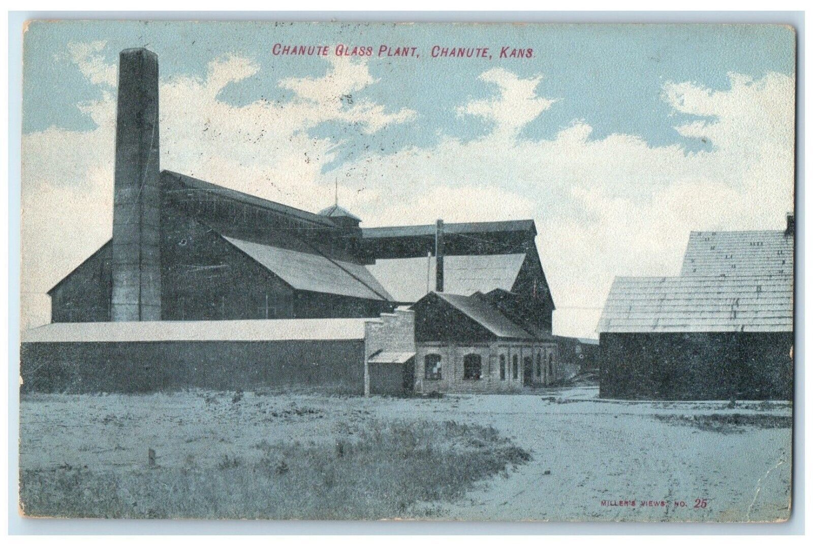 1908 Exterior View Chanute Glass Plant Building Chanute Kansas Vintage