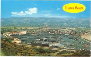 Air View of International Border at Tijuana, B.C. Mexico, Chrome