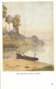 burma, Boat near Salween River (1910s) Causton Postcard No. B2