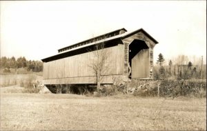 Walcott VT Covered Bridge Real Photo Postcard