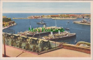 Malta Postcard - Valletta, Saluting Battery and View of Grand Harbour DC682