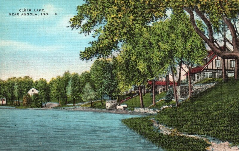 Vintage Postcard Clear Lake Near Angola Indiana IND