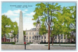 Augusta Georgia GA Postcard Richmond County Court House Exterior Roadside c1940s