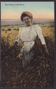 The Pride of the West,Woman Carrying Wheat Postcard