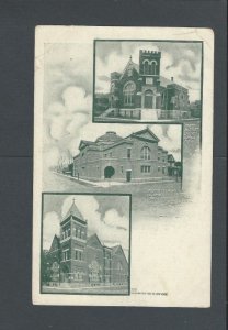 Post Card Antique 1906 Joplin MO Three Main Churches Baptist Presbyterian Etc