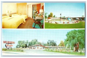 c1950's Caravan Motels & Restaurant Multiview Bedroom Dover Delaware DE Postcard