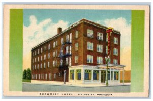 c1940 Security Hotel & Restaurant Building Rochester Minnesota Vintage Postcard