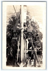 WWI US Navy Ship Postcard RPPC Photo From Crow's Nest c1910's Unposted Antique