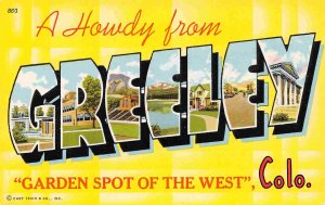 Howdy from Greeley Colorado Large Letter chrome postcard