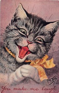 G54/ Cat Pet Animal Postcard Arthur Thiele Signed Cat Smile Laugh 19