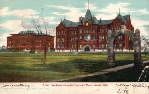 Vintage Postcard 1907 Wesleyan University Place Lincoln Nebraska Lincoln Book