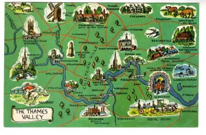 Pictorial Map of The Thames Valley, England