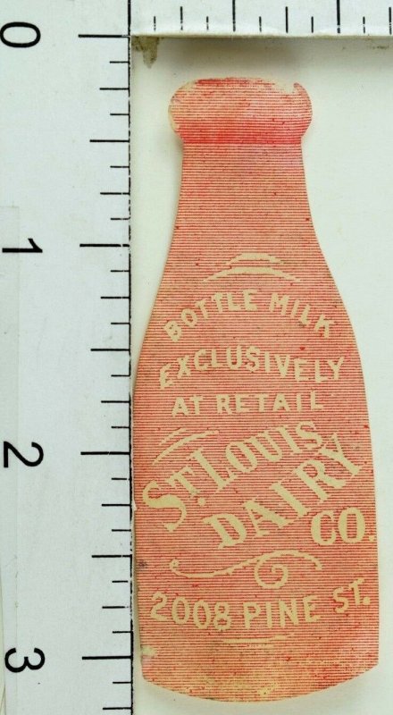 1890's Die Cut St. Louis Dairy Co, Retail Milk Bottle Victorian Trade Card 3 F90