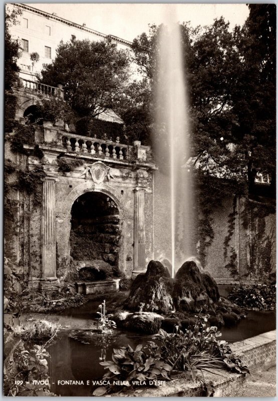 Tivoli - Fontana E Vasca Nella D'Este Italy Fountain Real Photo RPPC Postcard