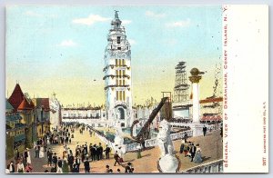 General View Of Dreamland Coney Island New York NY Historic Building Postcard
