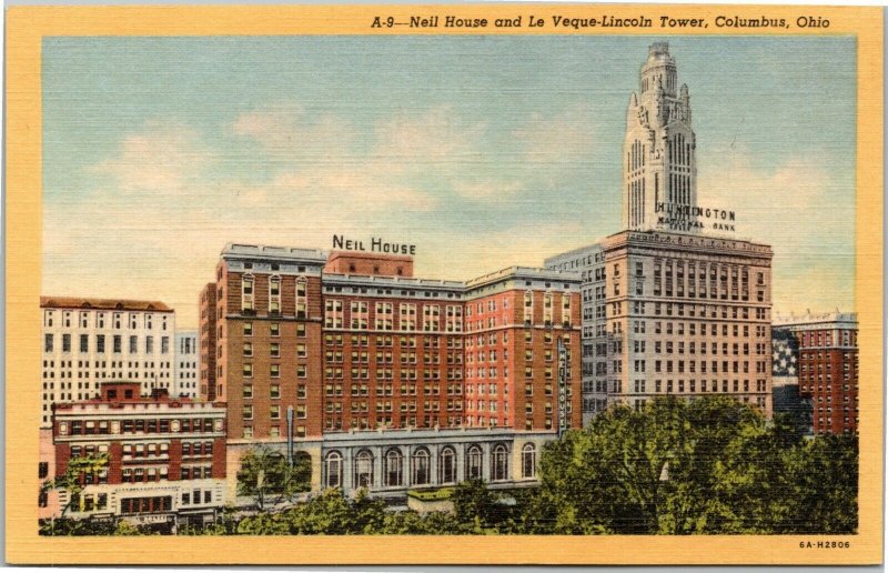 postcard  Columbus, Ohio - Neil House and Le Veque-Lincoln Tower