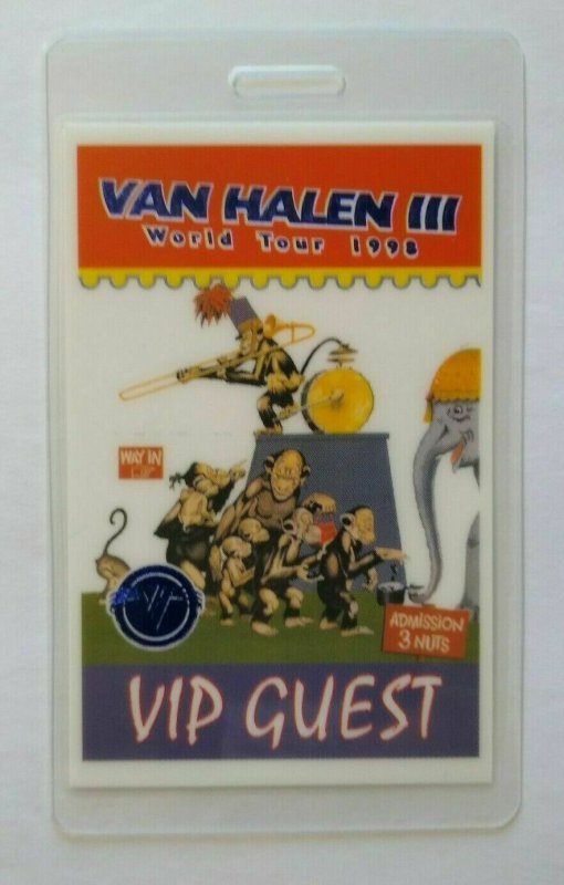 Van Halen III Backstage Pass Original VIP Guest Circus Monkey Artwork 1998 Eddie 
