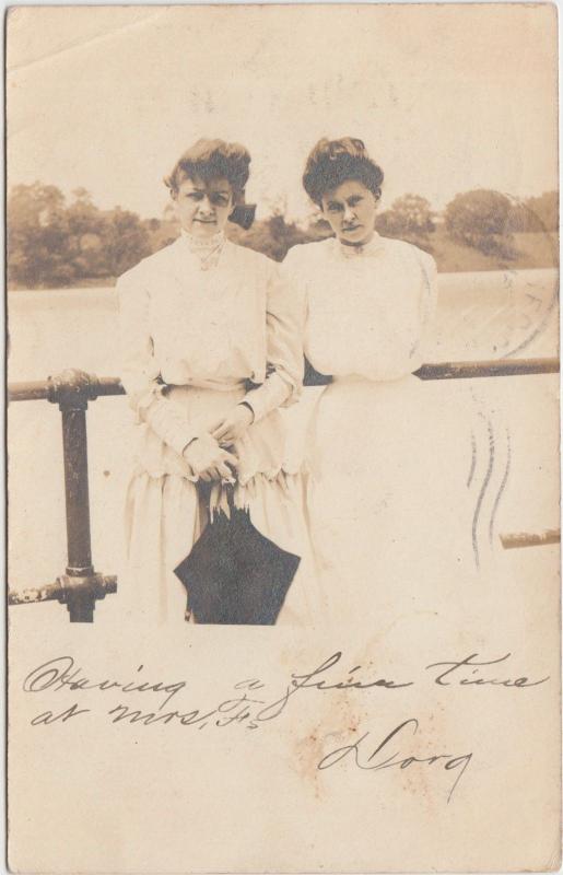 Ohio Real Photo RPPC Postcard1906 COLUMBUS Women Riverside?