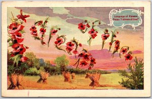 1909 Language of Flowers Poppy I Dream of Thee Posted Postcard