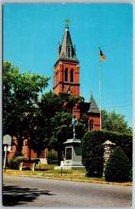 Amesbury Massachusetts 1950s Postcard Huntington Square Josiah Bartlett Statue