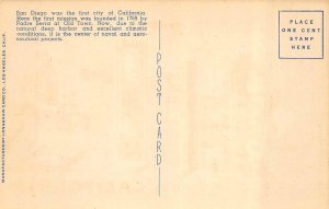CA, California  SAN DIEGO LARGE LETTER LINEN Greetings   ca1940's Postcard