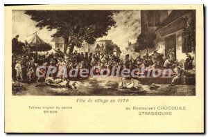 Postcard Old Village Fete in 1870 at the Restaurant Crocodile Strasbourg pain...