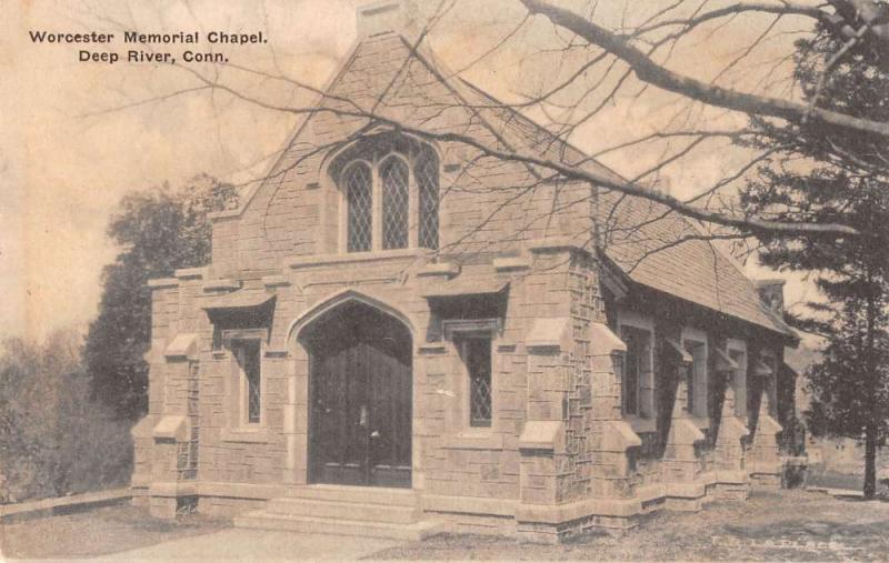 Deep River Connecticut view of Worcester Memorial Church antique pc Y12516