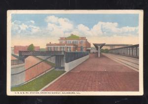 GALESBURG ILLINOIS CB&Q RAILROAD DEPOT TRAIN STATION SUBWAY VINTAGE POSTCARD