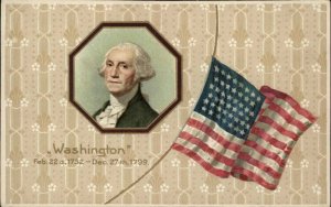George Washington Patriotic US Flag Embossed Winsch 1900s-20s Vintage Postcard