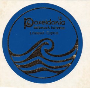 Cyprus Limassol Poseidonia Beach Hotel Vintage Luggage Label sk3309