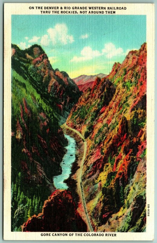 Gore Canyon Royal Grand Scenic Line Railroad Canon City CO UNP Linen Postcard G8